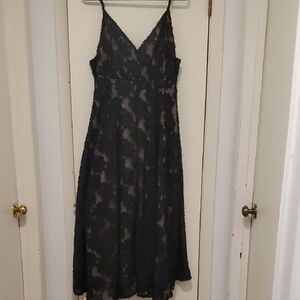 SHEIN Black Floral Lace Midi Dress